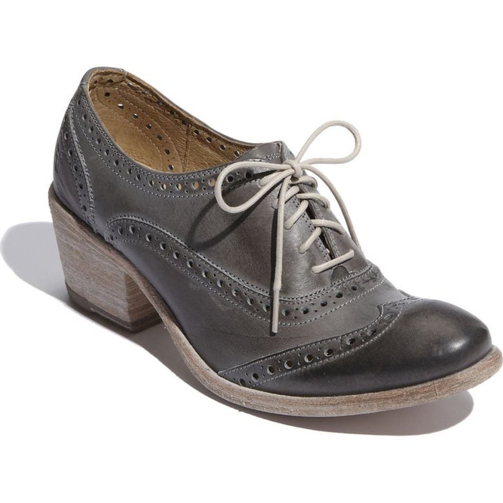 Frye Maggie Perforated Wingtip Oxfords Taupe